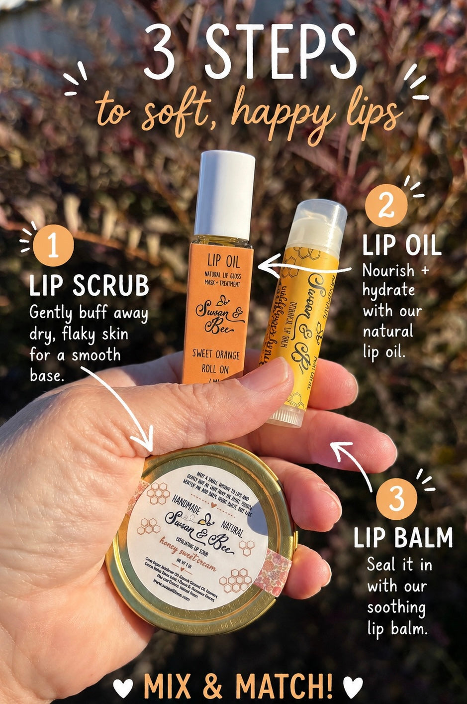 Lip Care Kit — Scrub, Oil + Balm