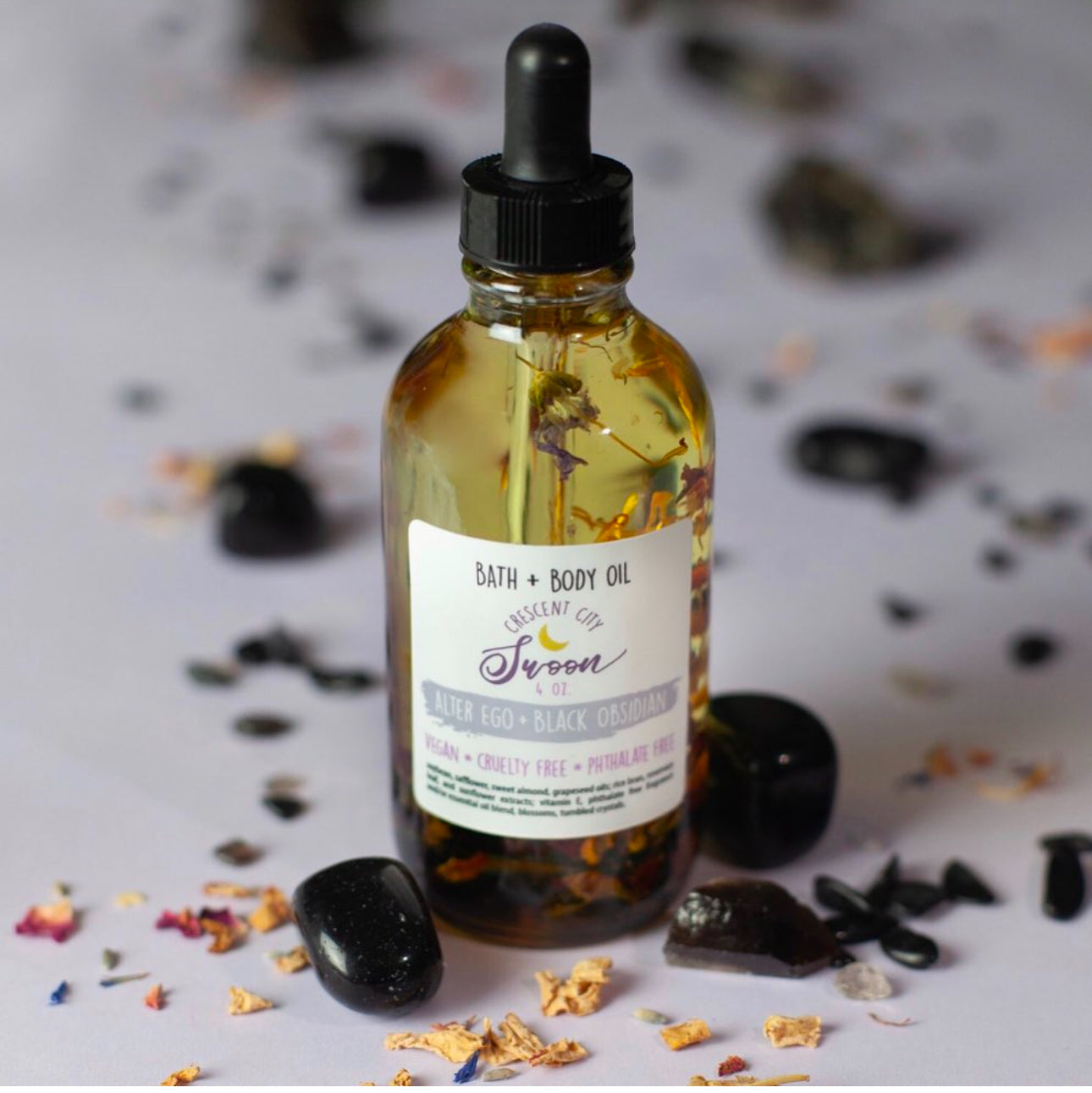 Crystal Infused Bath & Body Oil, Obsidian - Alter Ego