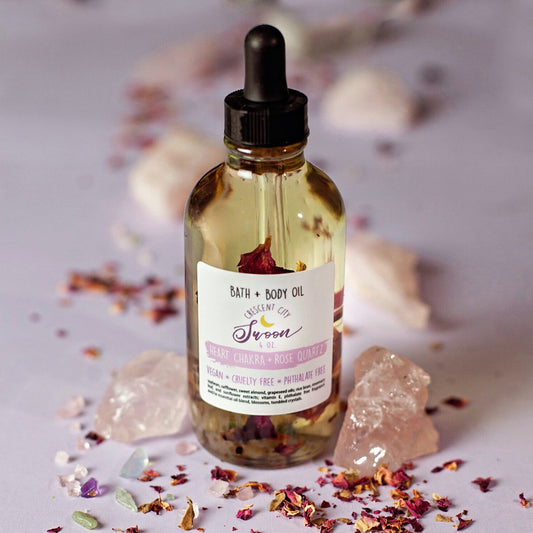 Rose Quartz Crystal Bath & Body Oil, Heart Chakra