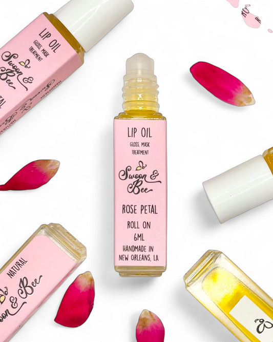 Natural Lip Gloss / Organic Lip Oil - Rose Petal