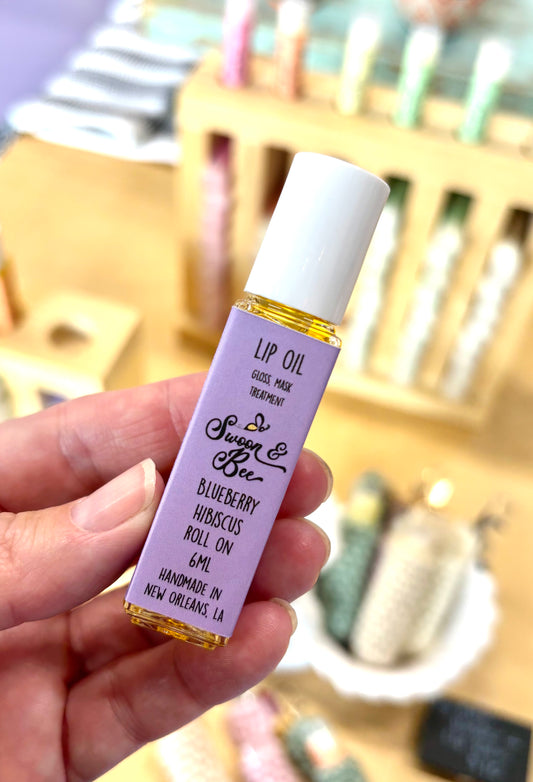 Organic Lip Oil, Blueberry Hibiscus