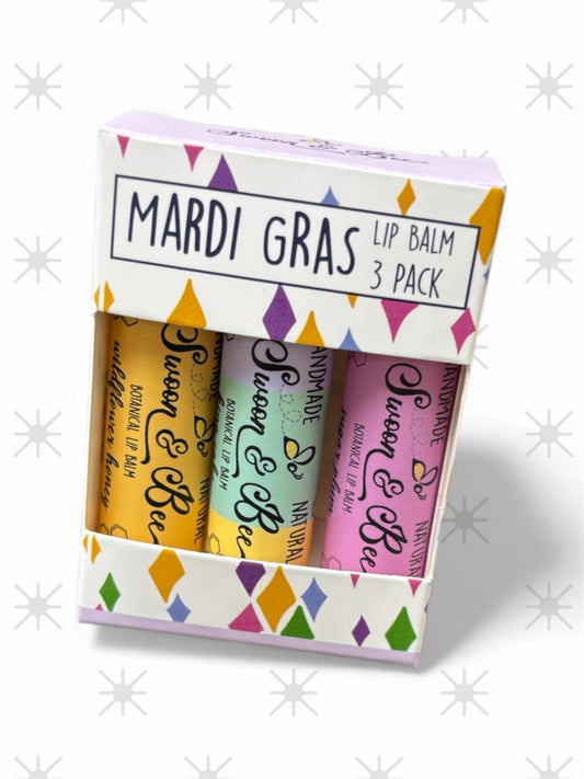 Mardi Gras Lip Balm Trio – Fried Chicken, King Cake and Strawberry Daiquiri Lip Balm
