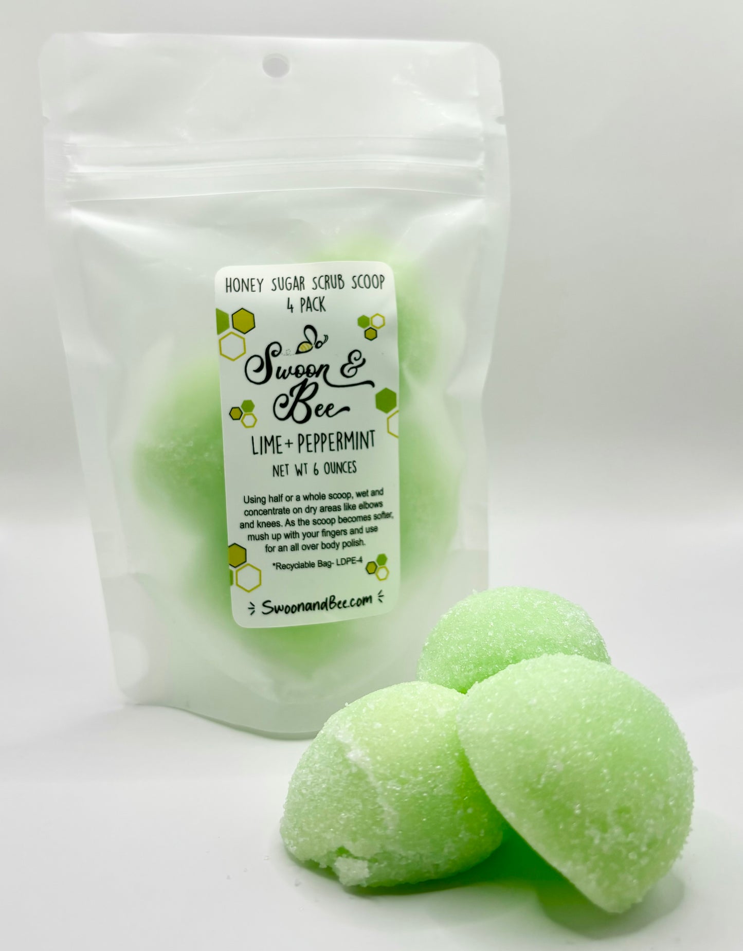 Honey & Sugar Solid Body Scrub 4 Pack, Lime + Peppermint